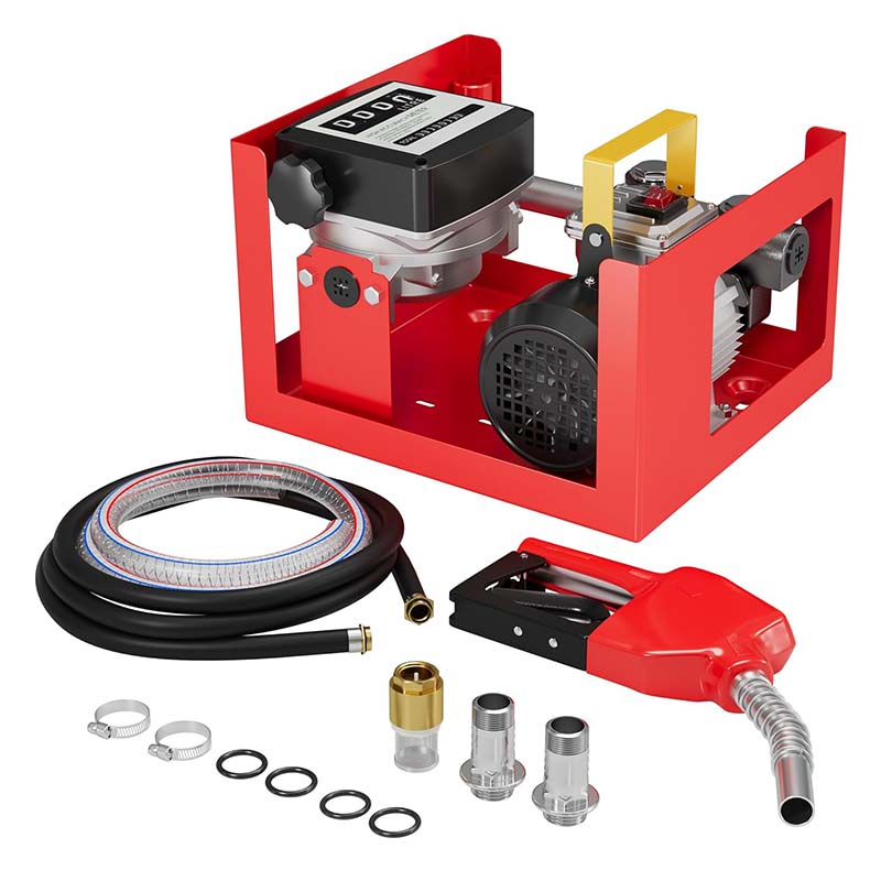 ปั๊มถ่ายน้ำมันเชื้อเพลิงดีเซลไฟฟ้าพร้อมเคาน์เตอร์และหัวฉีดอัตโนมัติ